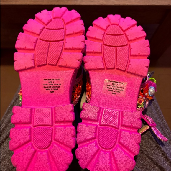 Betsey Johnson Colorful Charm Platform Sandals | Pink Multi Beaded | Size 8 - Picture 2 of 11